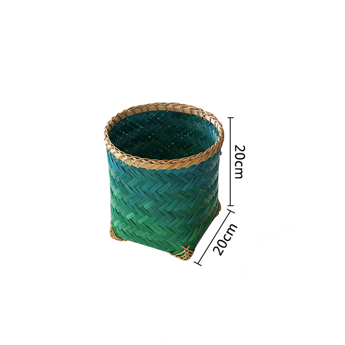 Gradient Green Bamboo Woven Square Storage Basket