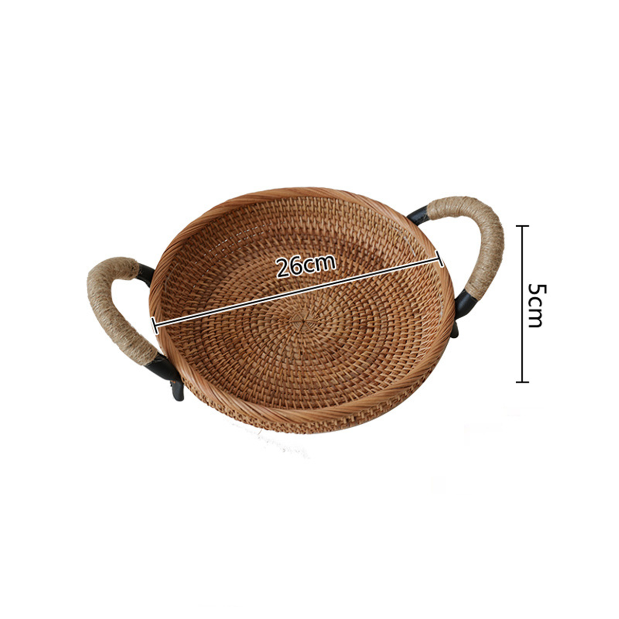 Natural Rattan Storage Basket Series with Hemp Rope Handles