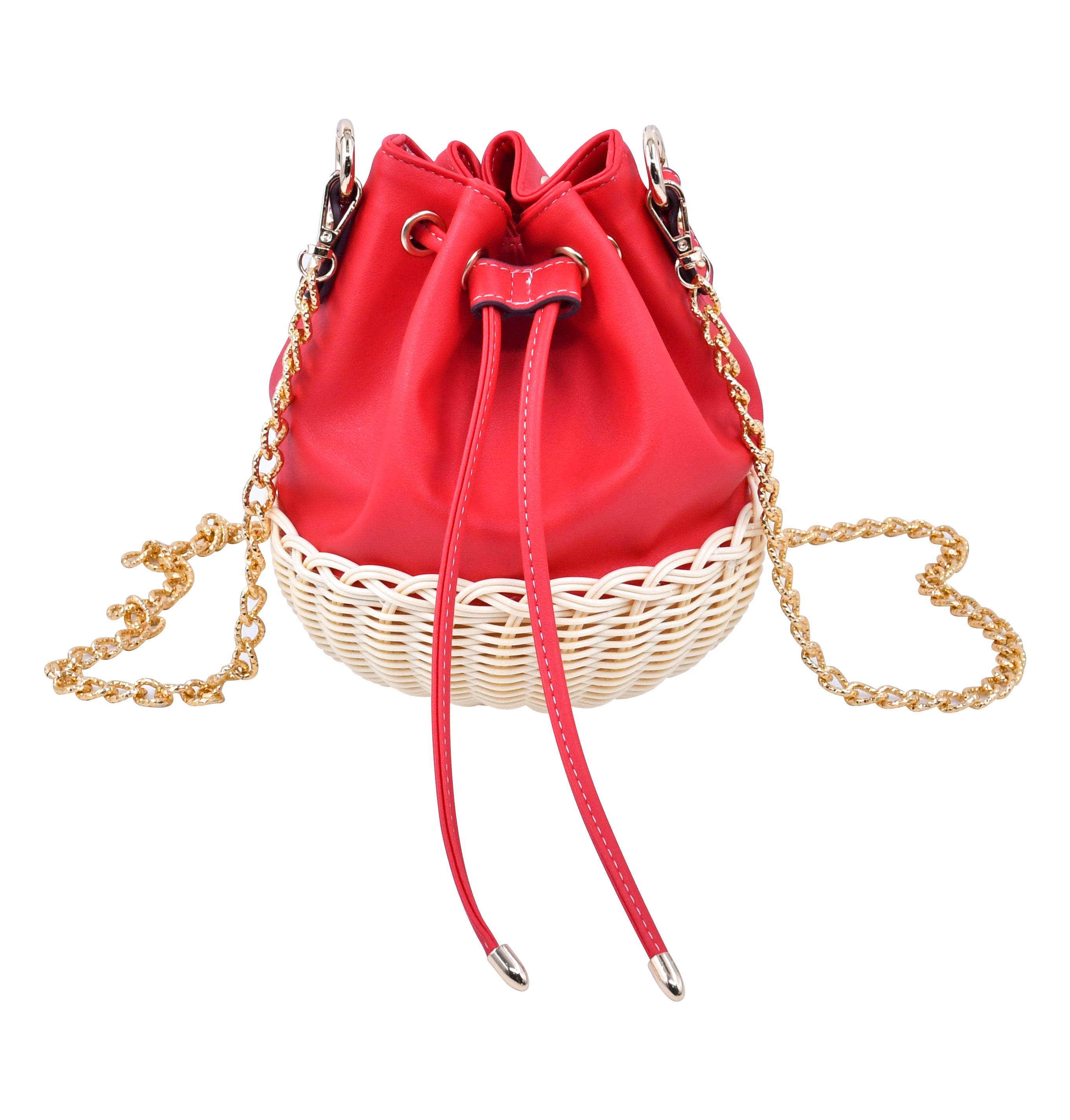 Warm Sun Orange Woven Bucket Bag