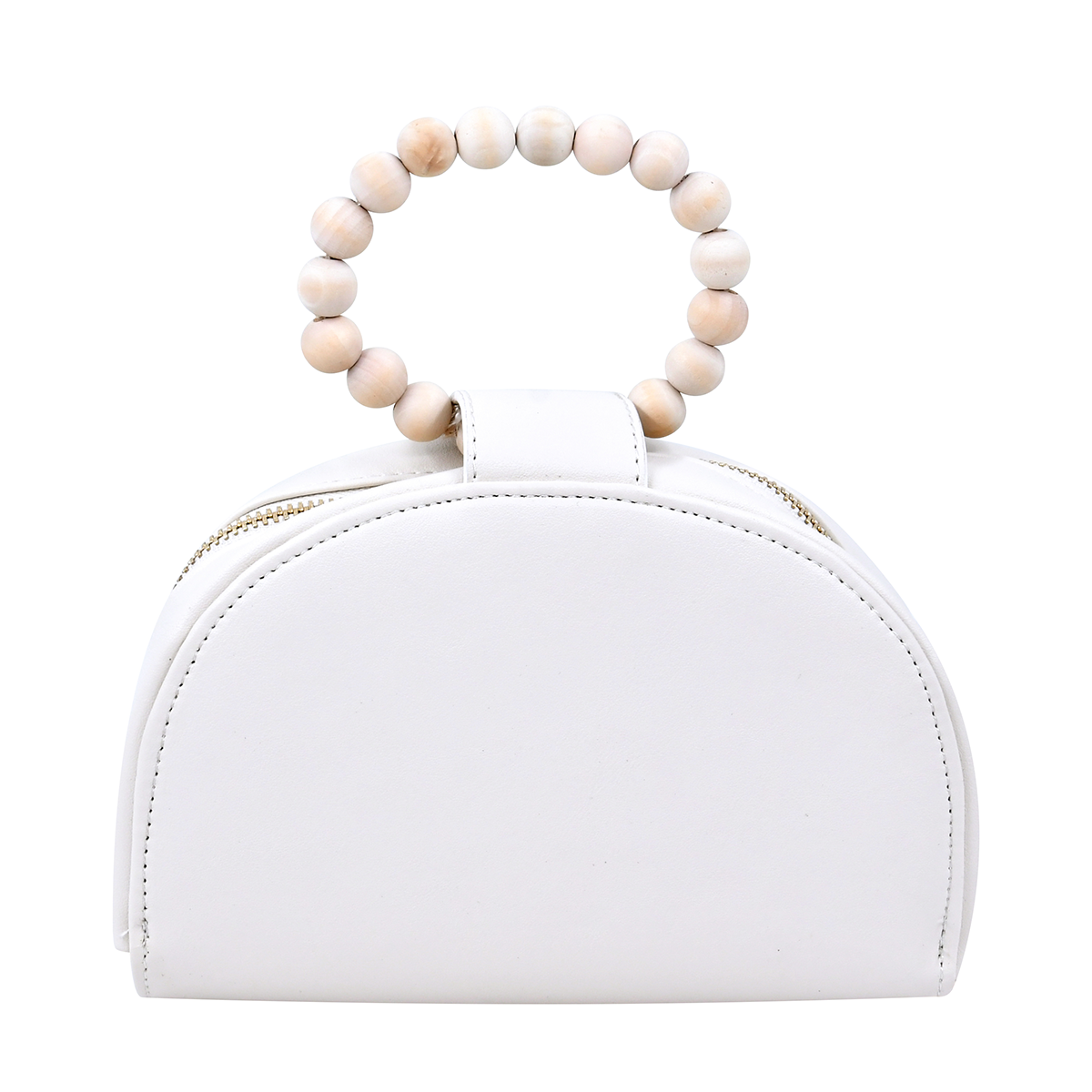 Cloud White Rattan Woven Semi-Circular Handbag