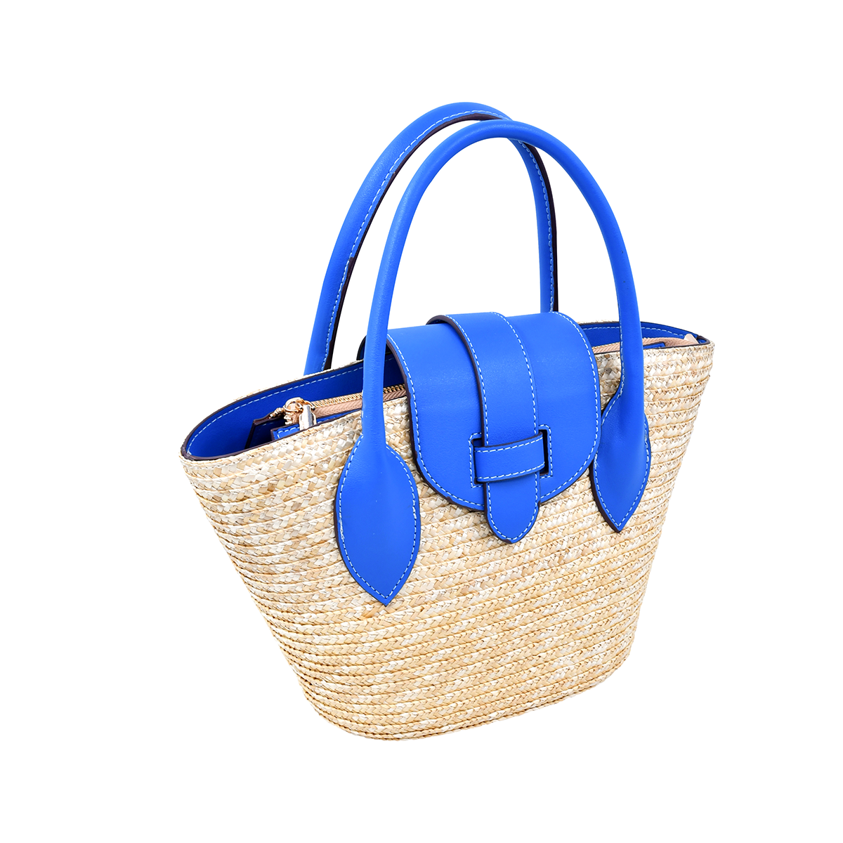 Woven sea blue handbag