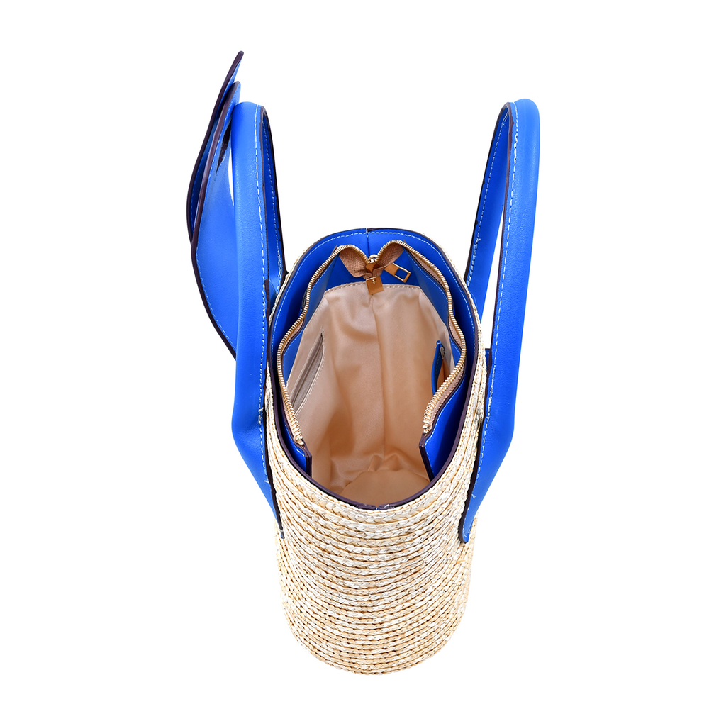 Woven sea blue handbag