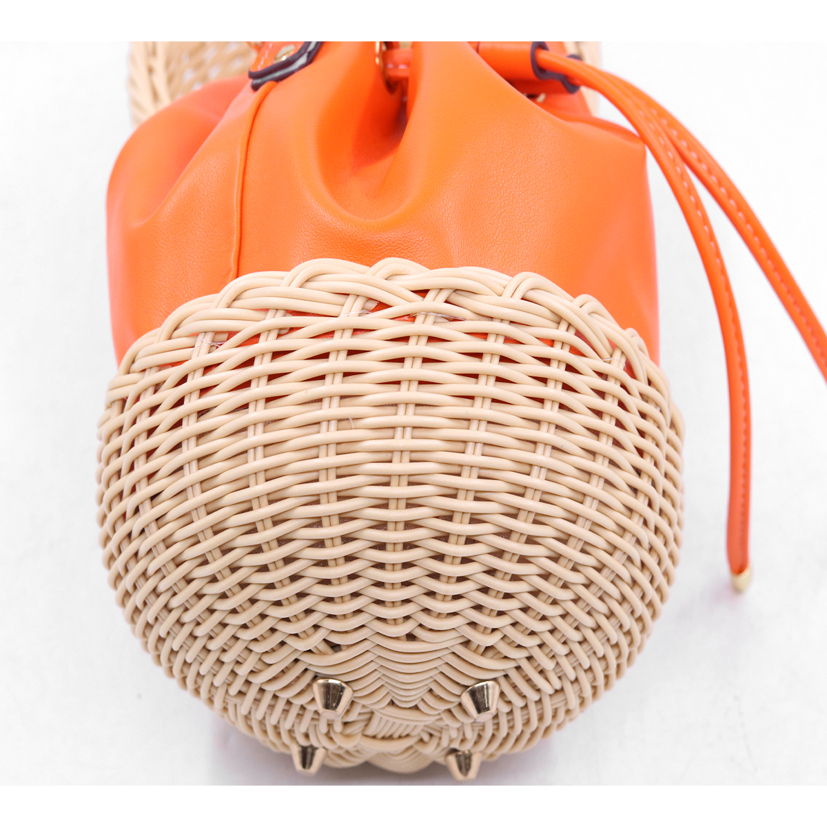 Warm Sun Orange Woven Bucket Bag
