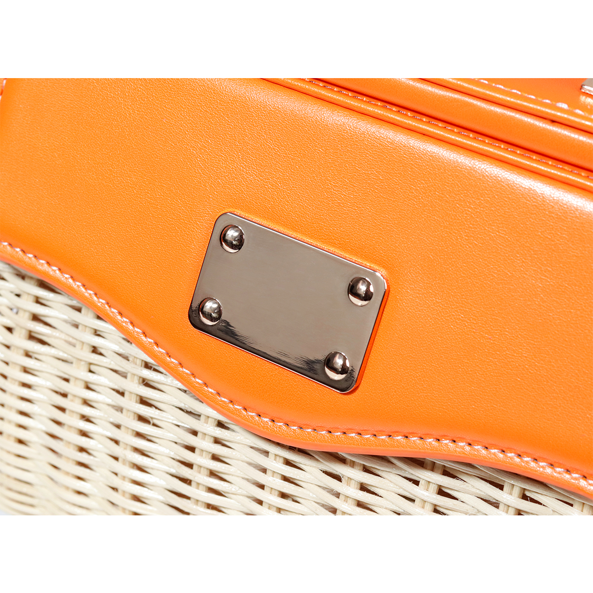 Orange Light Rattan Woven Square Box Bag