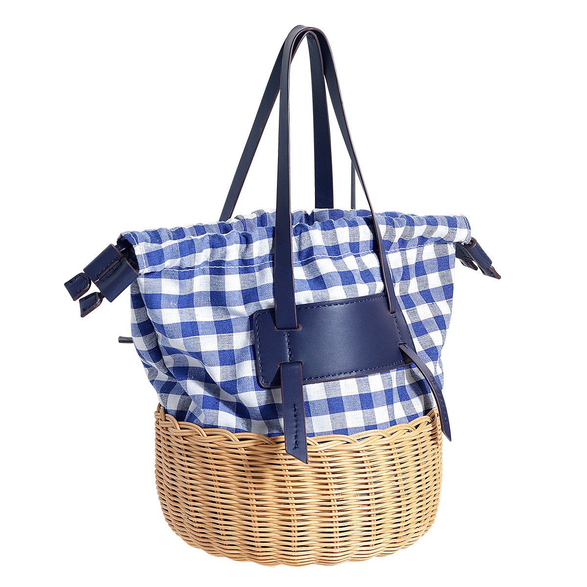 Gingham Rattan Bucket