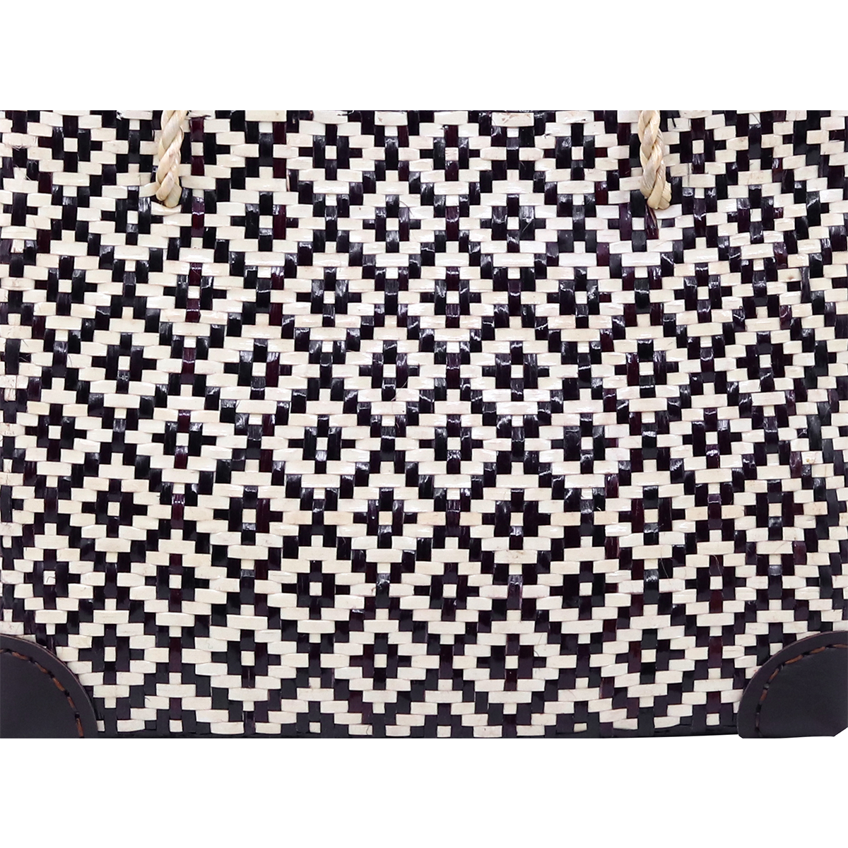 Black & White Diamond Weave Woven Tote Bag