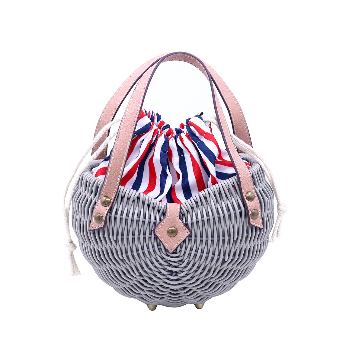 Woven rattan ball handbag