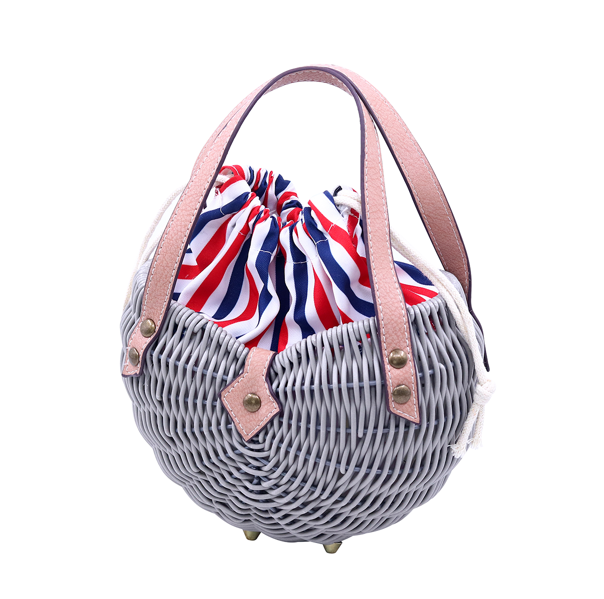 Woven rattan ball handbag