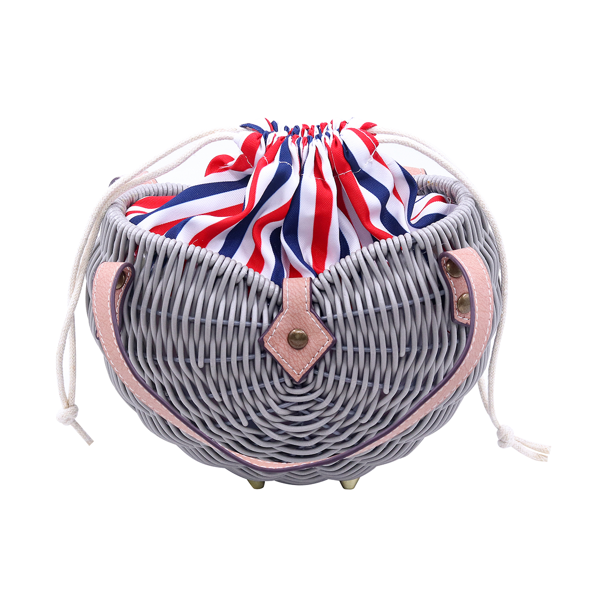 Woven rattan ball handbag