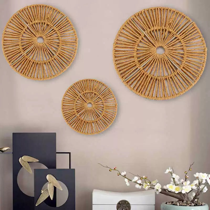 Chinese-style rattan woven circular wall decoration