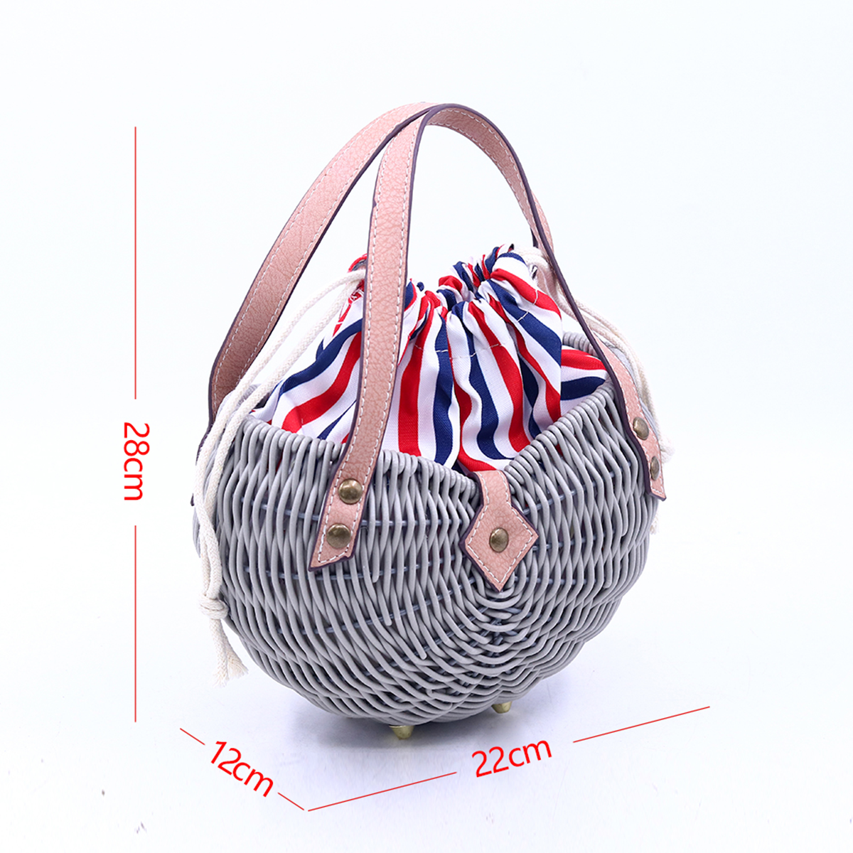 Woven rattan ball handbag
