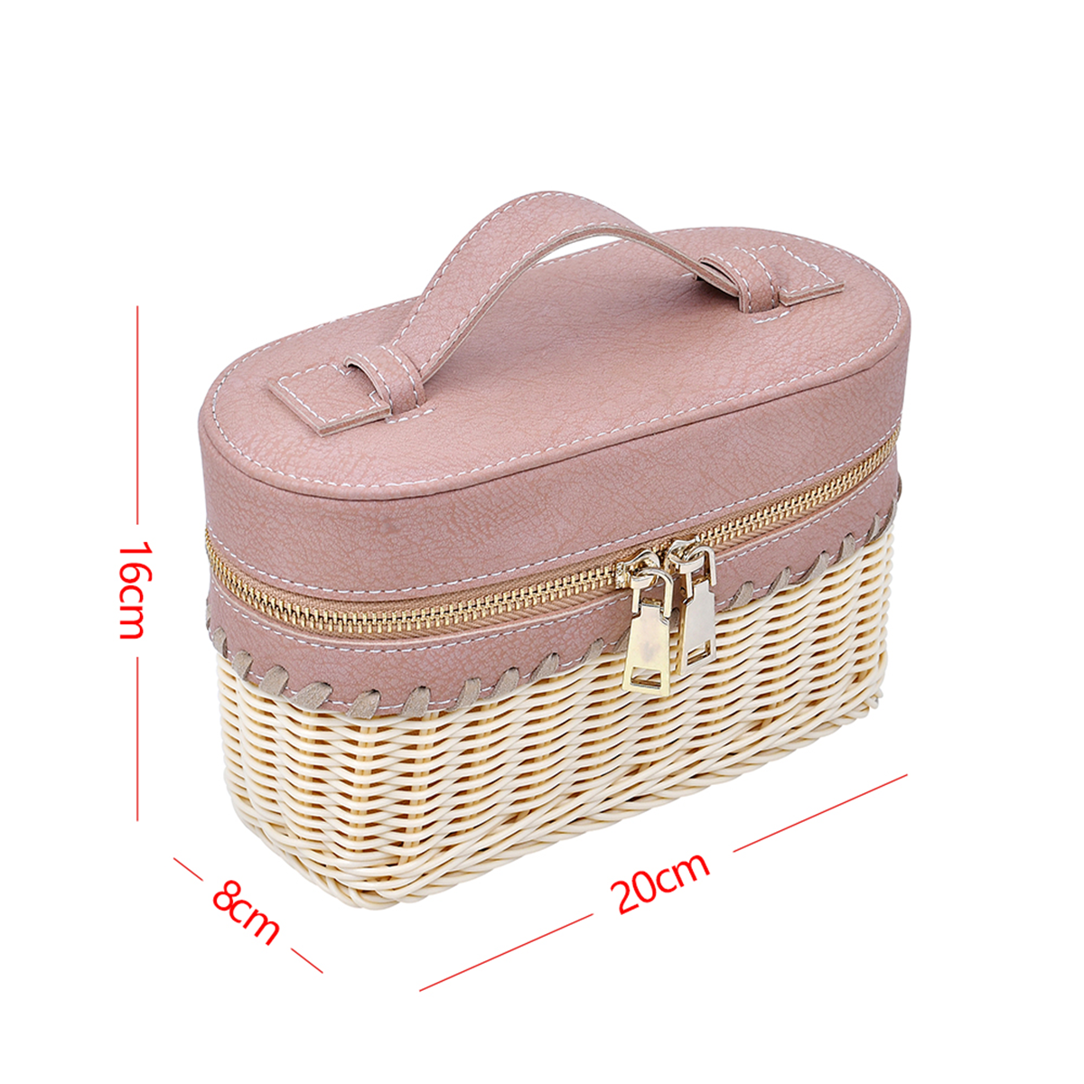Soft pink woven handbag