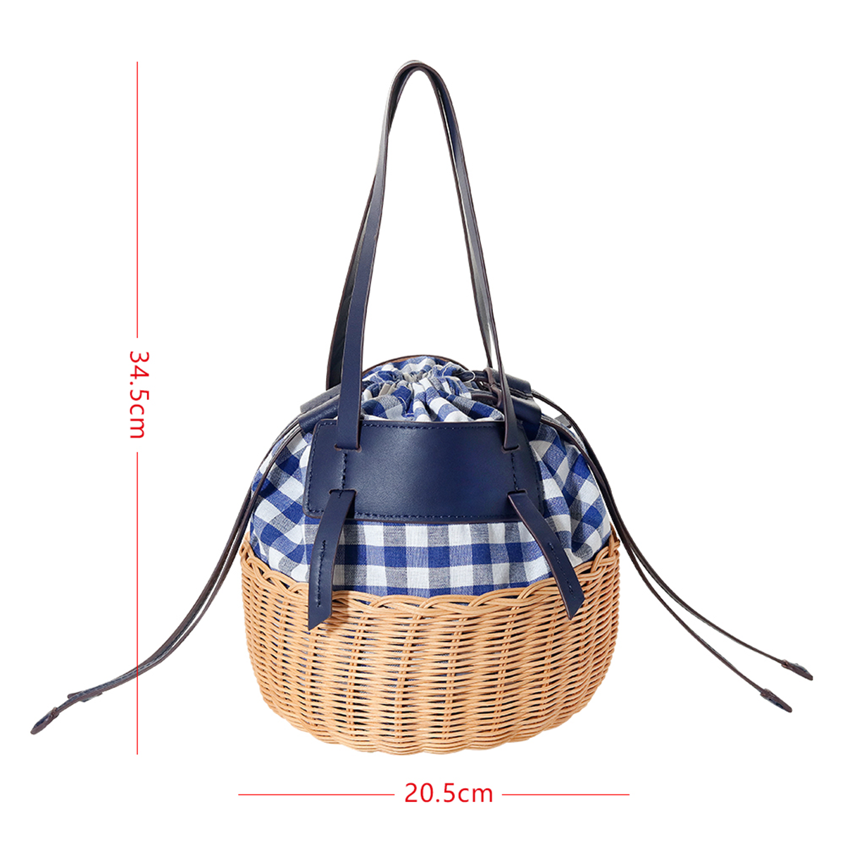 Gingham Rattan Bucket