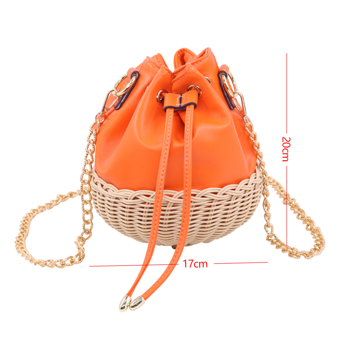 Warm Sun Orange Woven Bucket Bag